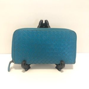 Bottega Vaneta Intrecciato Woven Leather Zip Continental Wallet